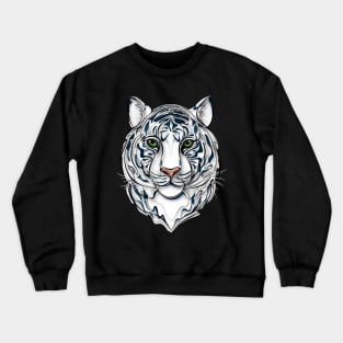 Continuous Line White Tiger Portrait. 2022 New Year Symbol by Chinese Horoscope Crewneck Sweatshirt